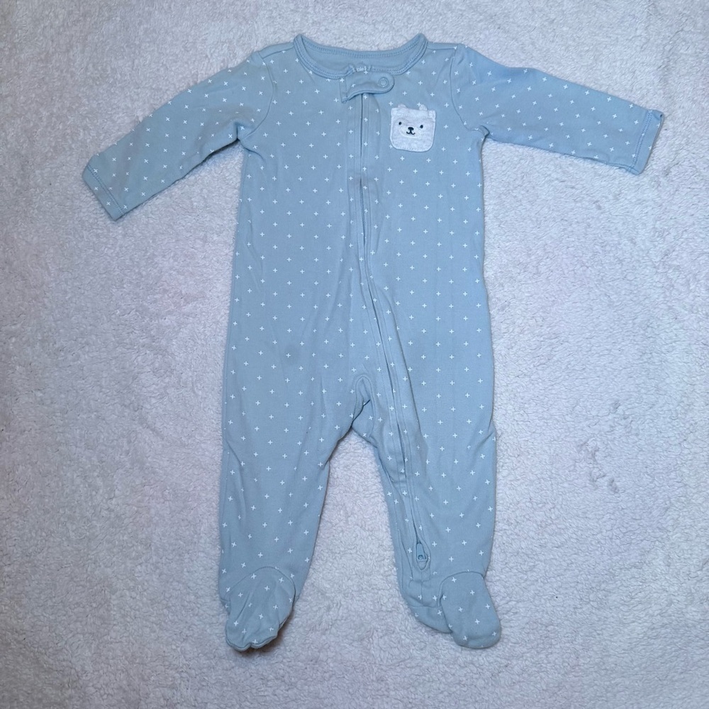 Carter's Light Blue Star Print Footed One-Piece